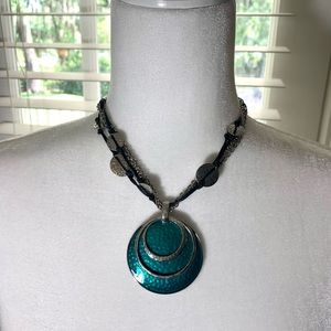 Chico’s Large Teal Green Medallion Necklace